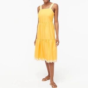 J. Crew Saffron Eyelet Embroidered Tiered Cotton midi Sundress size 12
